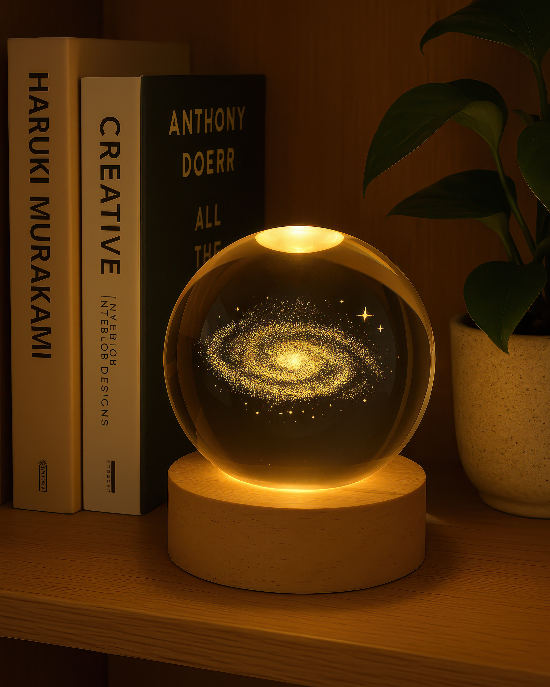 Lámparas Cósmicas de Cristal y Madera