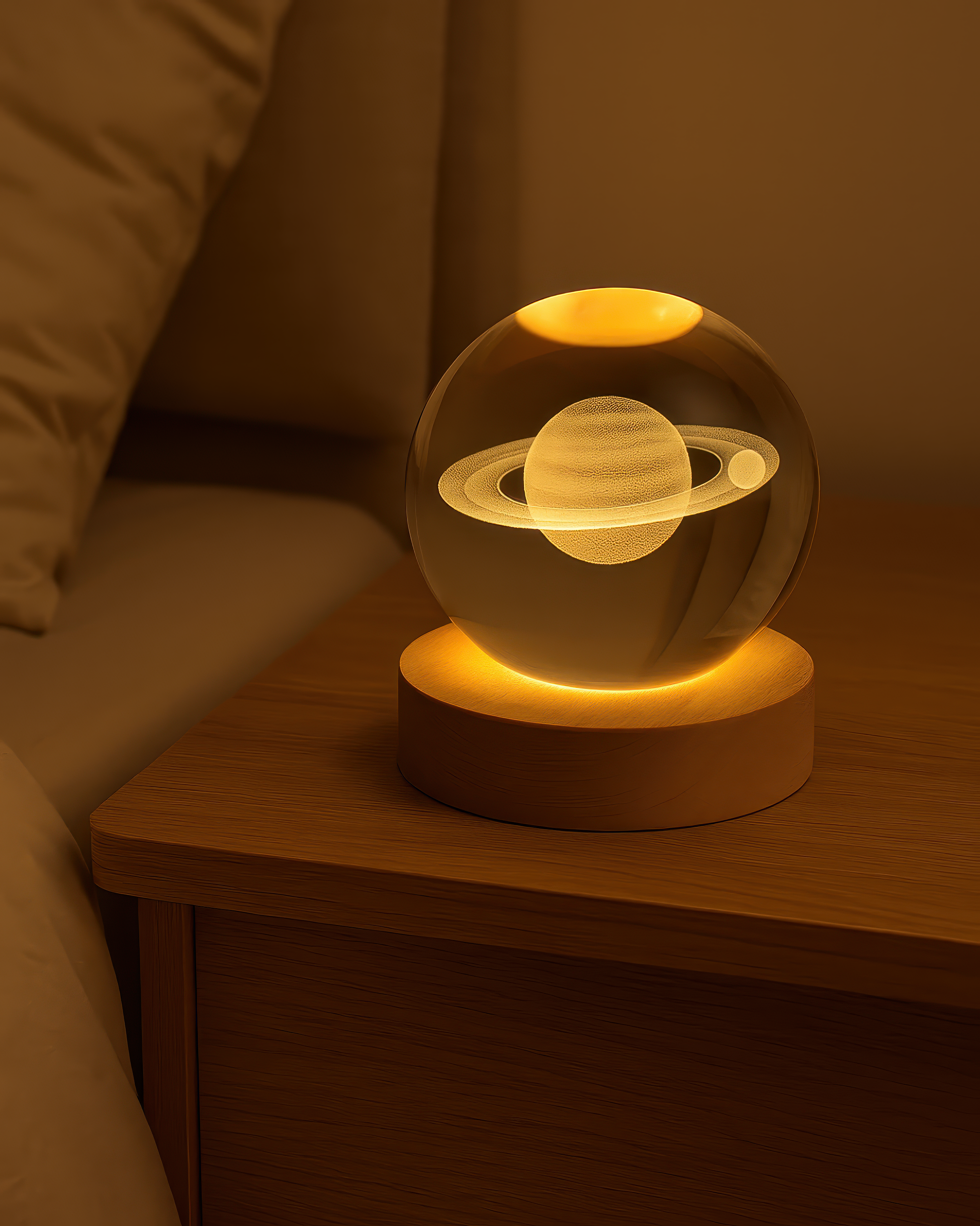 Lámparas Cósmicas de Cristal y Madera