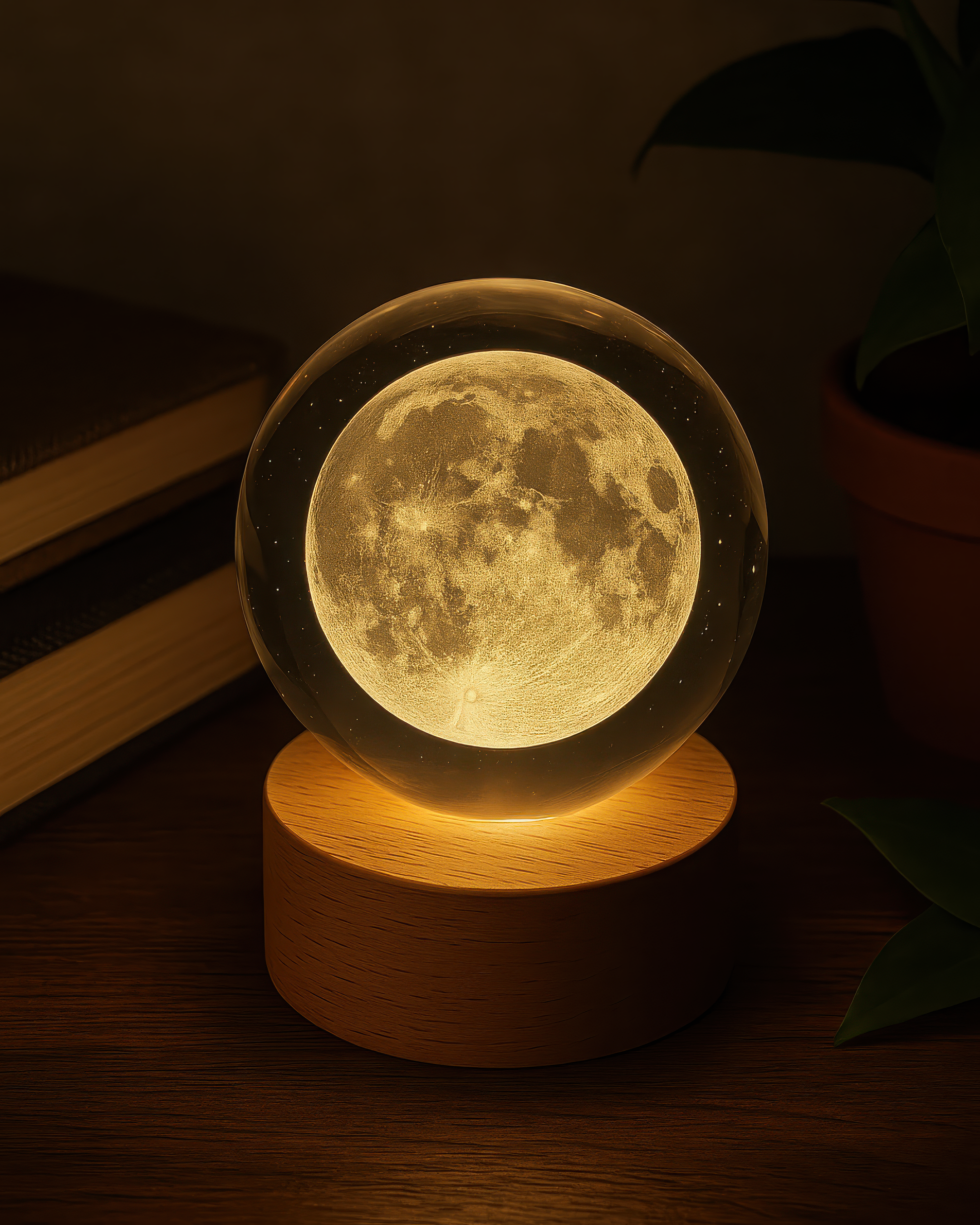 Lámparas Cósmicas de Cristal y Madera