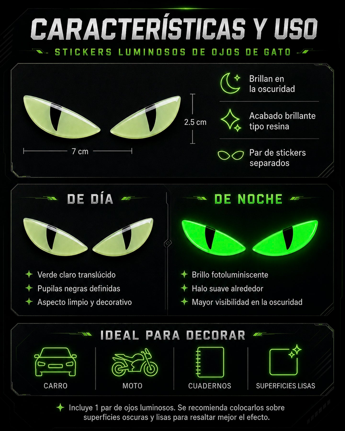 Sticker Ojos de Gato Luminosos